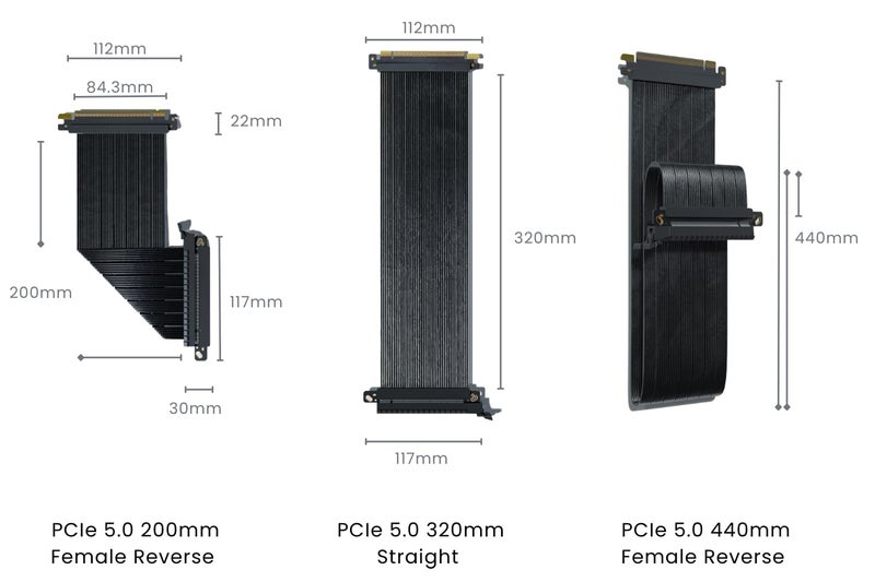 SSUPD PCIe 5.0 x16 Riser Cable 200 mm – 32 GT/s Transmission, 64 GB/s (256 Gbps) Bandwidth – GPU RTX 5090/5080 & RX 9070 XT & ITX Case Ready - Image 2
